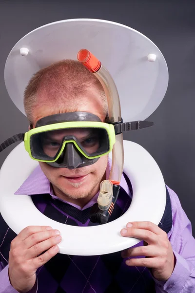 Diver in toilet — Stock Photo, Image