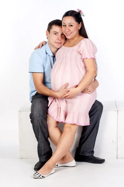 家庭，幸福怀孕 — 图库照片