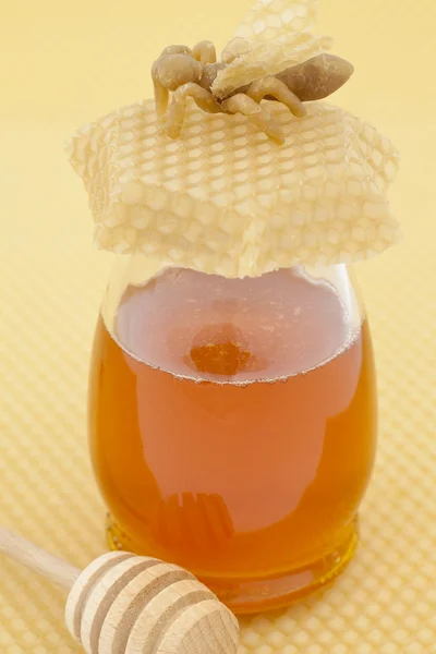 蜂蜜のガラスで — ストック写真
