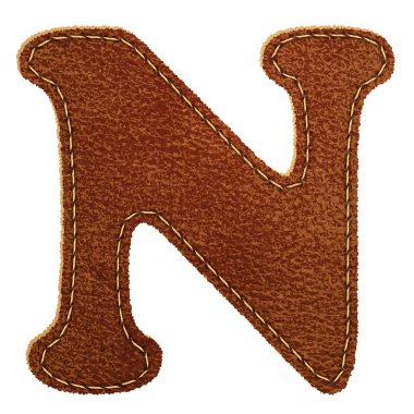 Leather alphabet. Leather textured letter N clipart