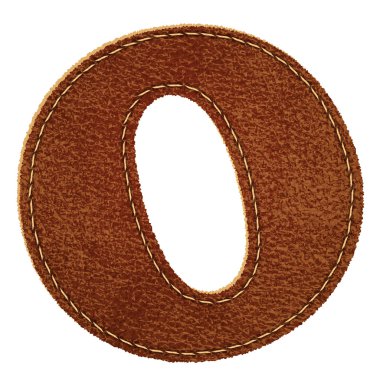 Leather alphabet. Leather textured letter O clipart
