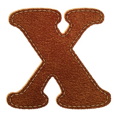 Leather alphabet. Leather textured letter X clipart