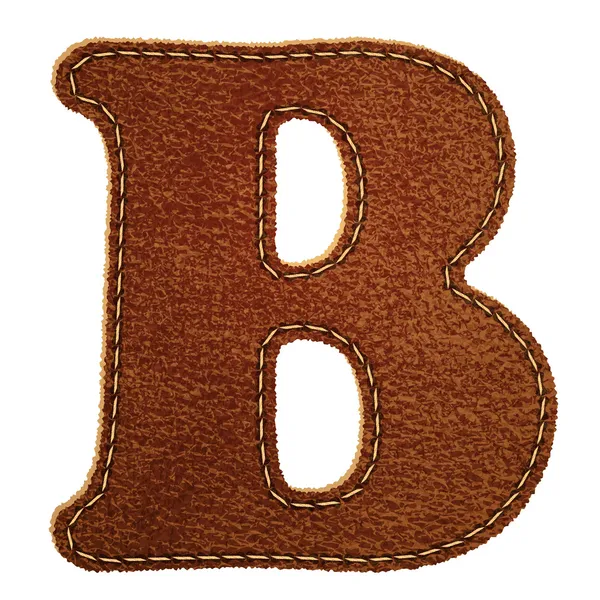 Leather alphabet. Leather textured letter B — Stock Vector