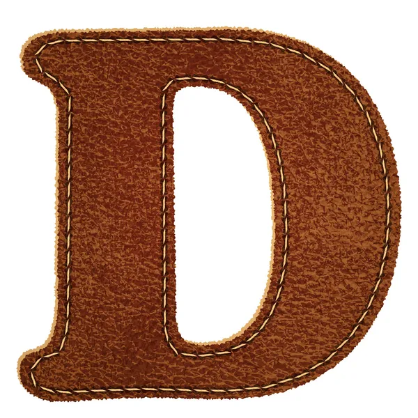 Leather alphabet. Leather textured letter D — Stock Vector