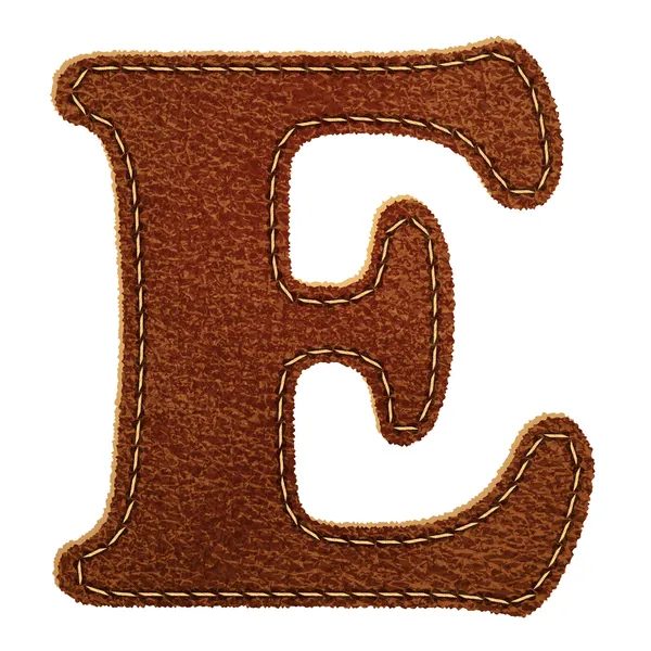Leather alphabet. Leather textured letter E — Stock Vector