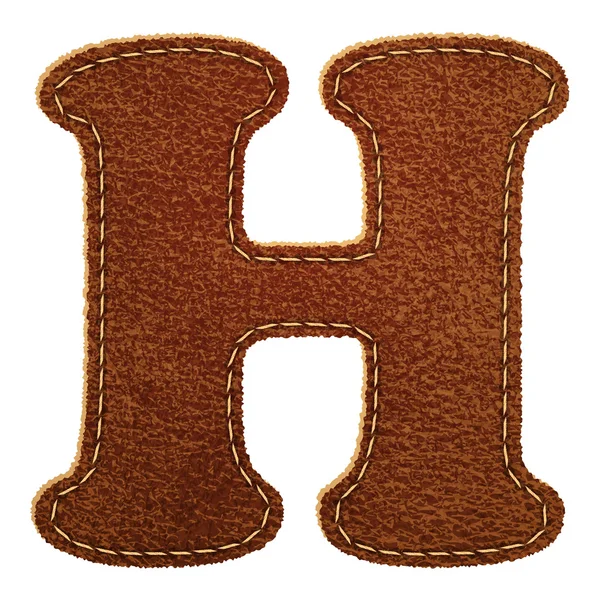 Alphabet cuir. Lettre texturée en cuir H — Image vectorielle
