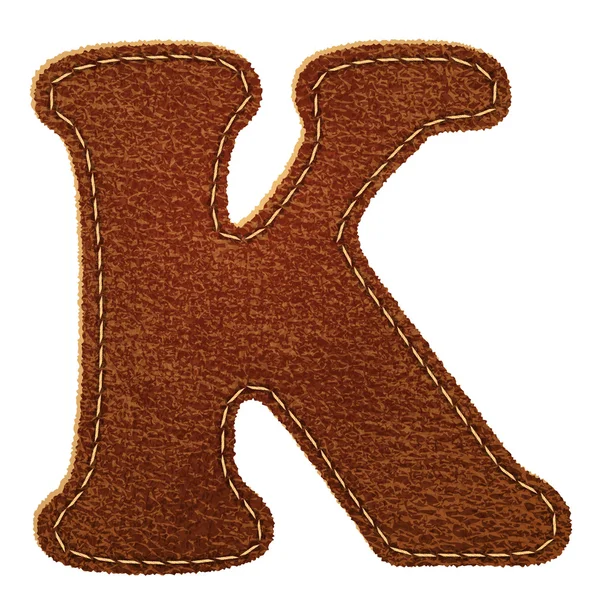Leather alphabet. Leather textured letter K — Stock Vector