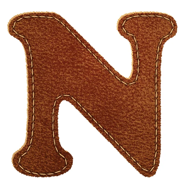 Leather alphabet. Leather textured letter N — Stock Vector
