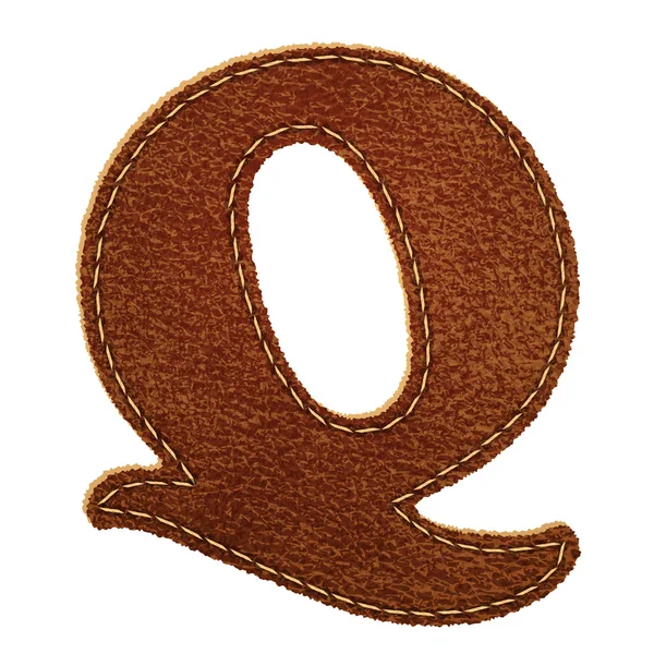 Leather alphabet. Leather textured letter Q — Stock Vector