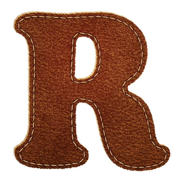 stock vector Leather alphabet. Leather textured letter R