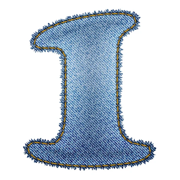 Jeans alphabet. Denim number 1 — Stock Vector