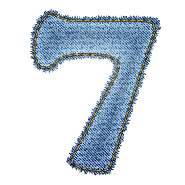Alfabeto dei jeans. Denim numero 7 — Vettoriale Stock