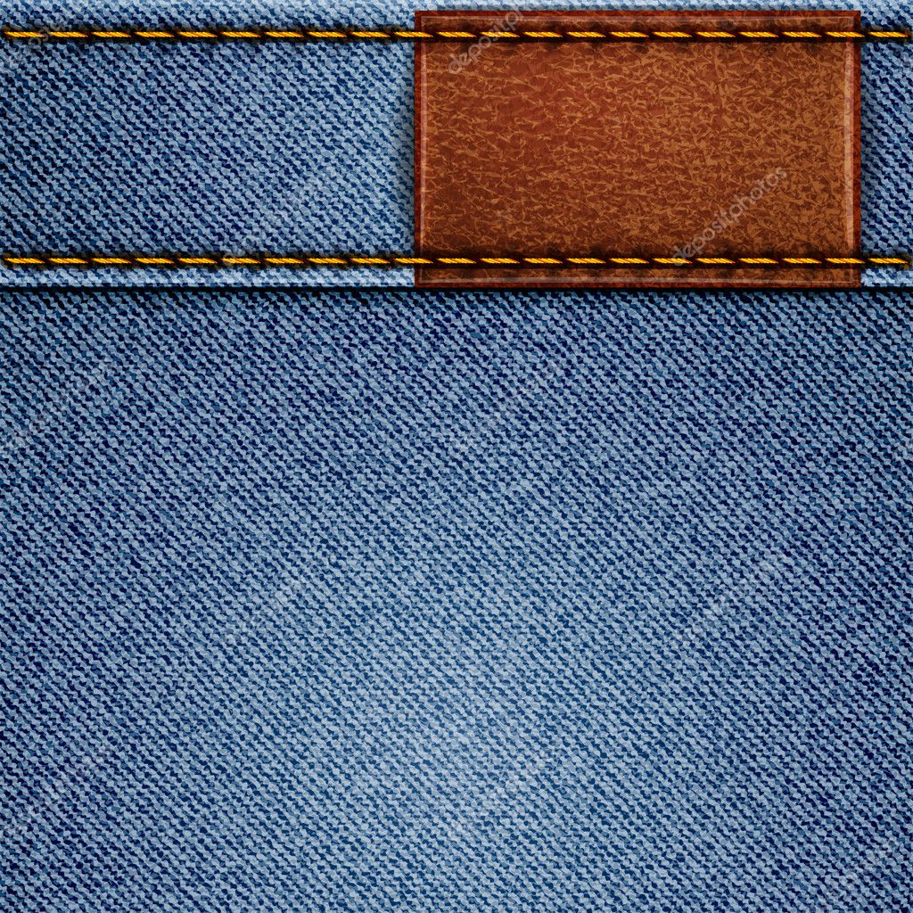 Текстура джинсов с кожаной этикеткой: векторное изображение © L_amica ... Джинсовый Фон