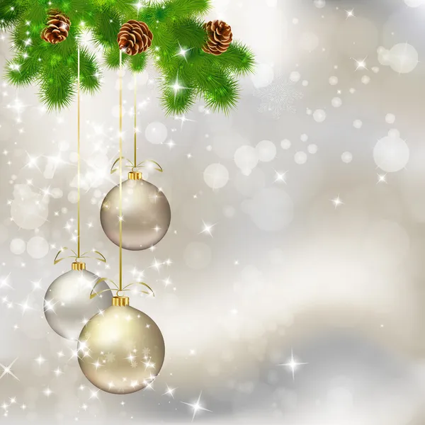圣诞球上抽象的浅灰色背景 — 图库矢量图片