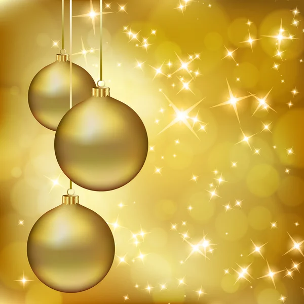 抽象黄金背景上的金色圣诞球 — 图库矢量图片