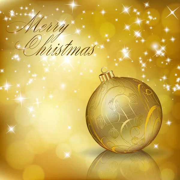黄金のメリー クリスマスのグリーティング カード — ストックベクタ