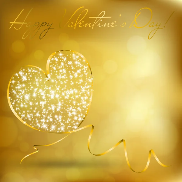 Carte de voeux Saint-Valentin avec coeur abstrait du ruban — Image vectorielle