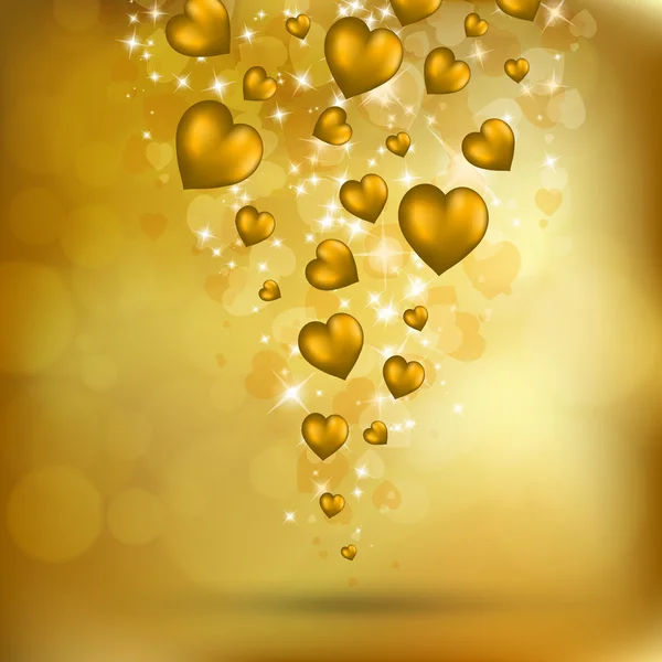 Abstractos corazones dorados voladores — Archivo Imágenes Vectoriales
