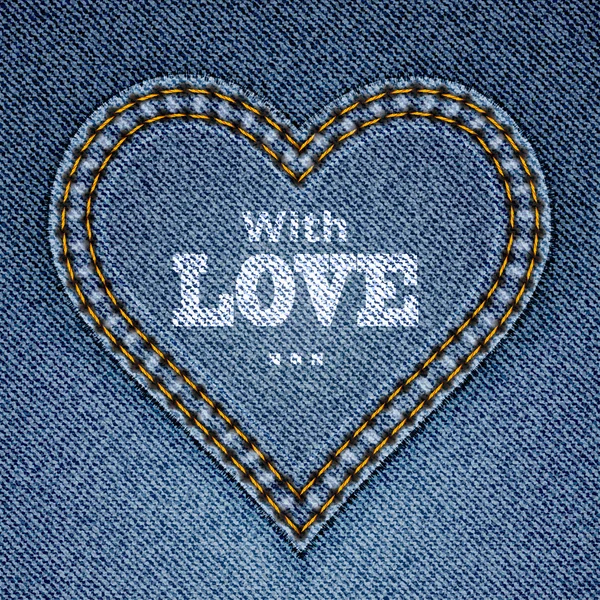 Abstraktní modré džíny srdce na pozadí džínovina. Den svatého Valentýna g — Stockový vektor