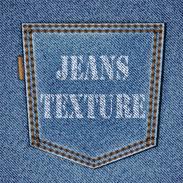 Tasca posteriore per jeans su texture realistica — Vettoriale Stock