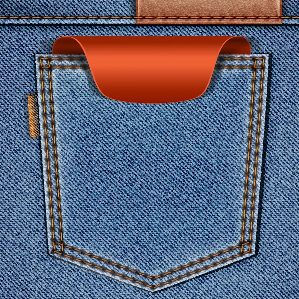 Jeanstasche hinten mit rotem Preisschild — Stockvektor