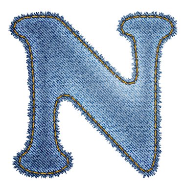 Jeans alphabet. Denim letter N clipart