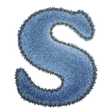 Jeans alphabet. Denim letter S clipart