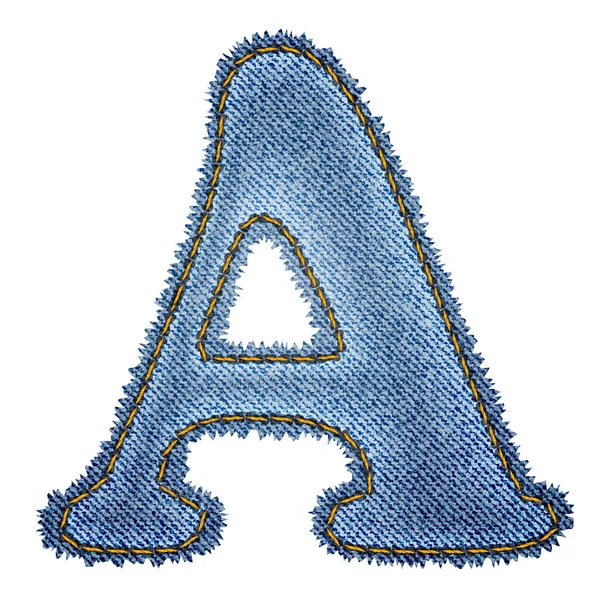 Jeans alphabet. Denim letter A — Stock Vector
