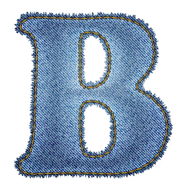 Jeans alphabet. Denim letter B — Stock Vector