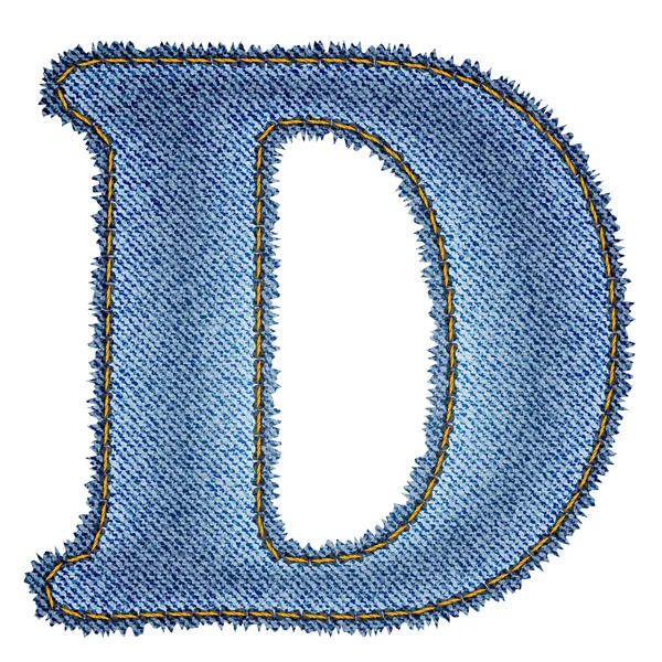 Jeans alphabet. Denim letter D — Stock Vector