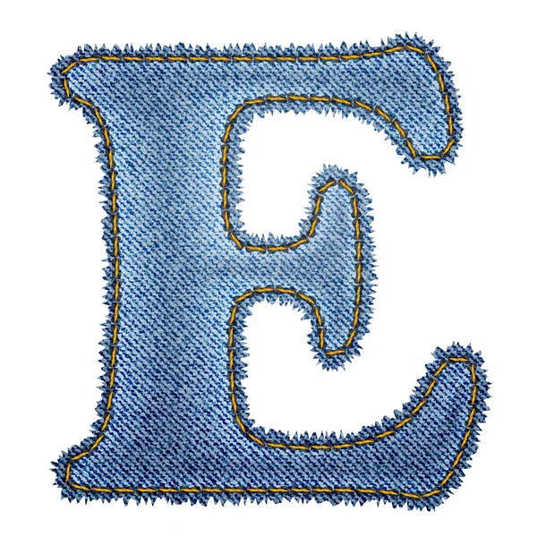 Jeans alphabet. Denim letter E — Stock Vector