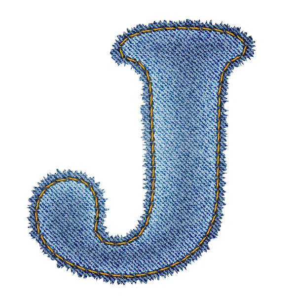Jeans alphabet. Denim letter J — Stock Vector