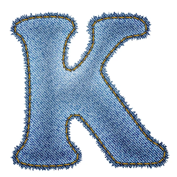 Jeans alphabet. Denim letter K — Stock Vector