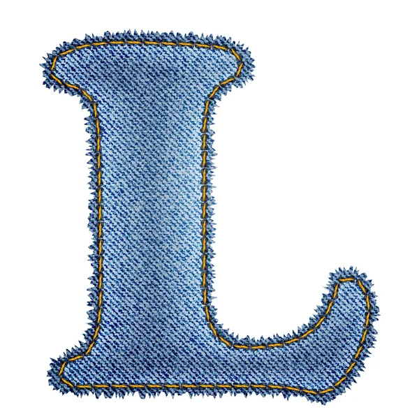 Jeans alphabet. Denim letter L — Stock Vector