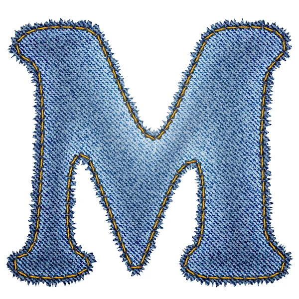 stock vector Jeans alphabet. Denim letter M