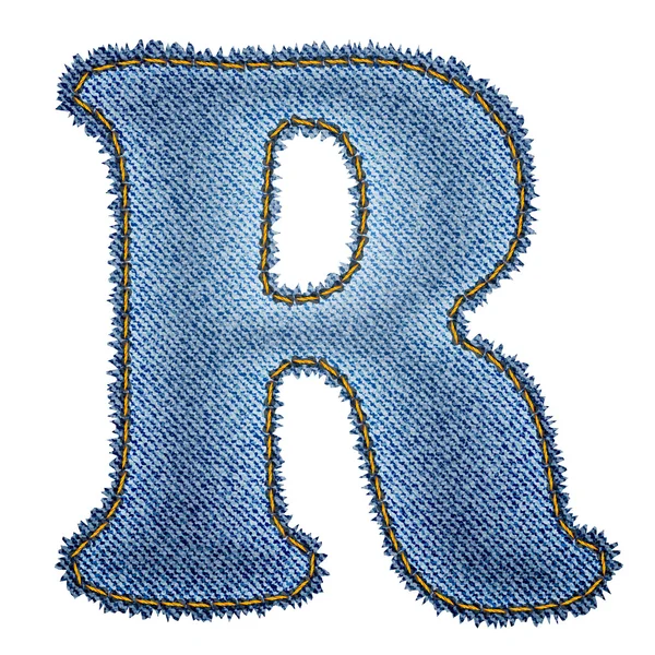 Stock vector Jeans alphabet. Denim letter R