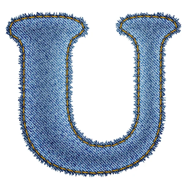 Jeans alphabet. Denim letter U — Stock Vector