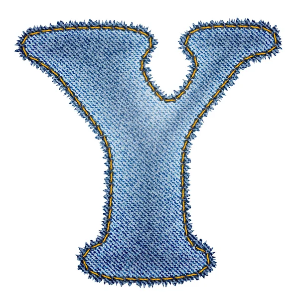 Alphabet Jeans. Denim lettre Y — Image vectorielle
