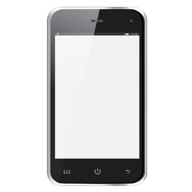 Realistic mobile phone with blank screen isolated clipart