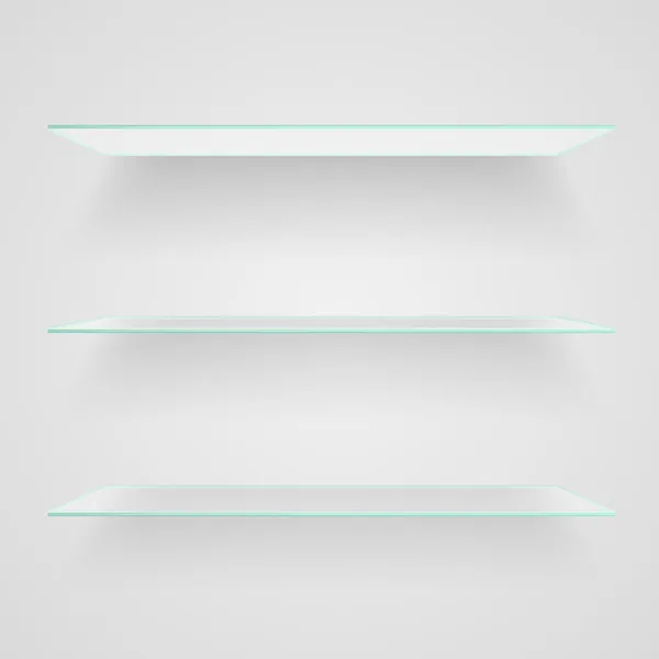 Glass shelves on light grey background — Stock Vector