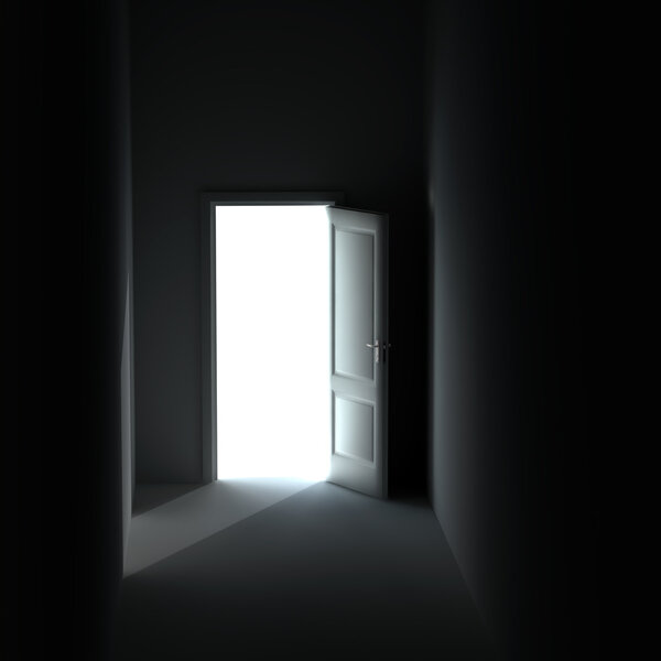 Unclosed door in a dark room
