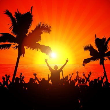 Party on the beach in summer clipart