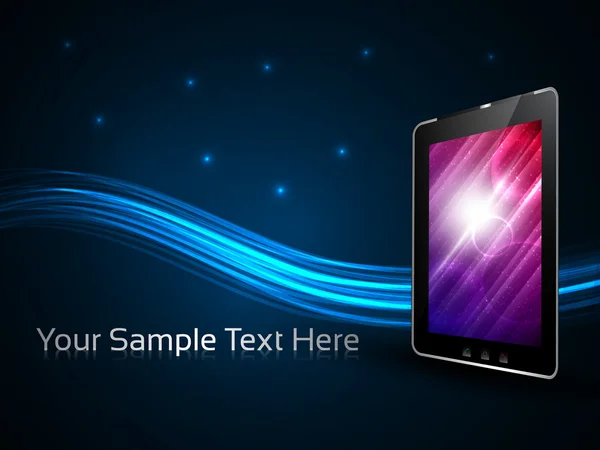 Modello di tablet vettoriale 3d touch su sfondo blu dettagliato . — Vettoriale Stock