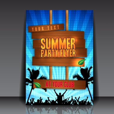 Blue Summer Party Flyer Design clipart