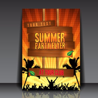 Orange Summer Party Flyer Design clipart