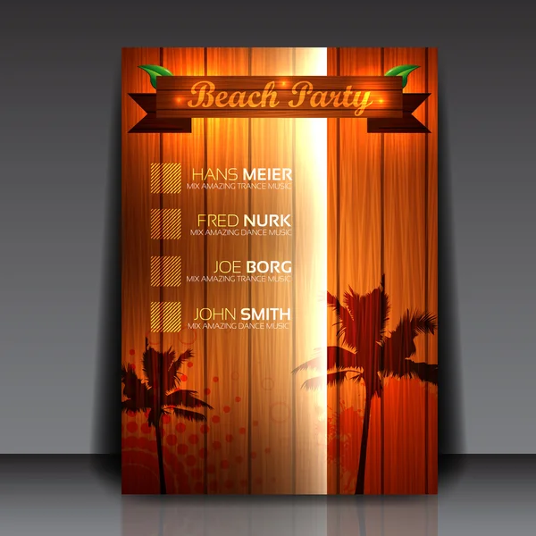 Beach Party Flyer Template — Stock Vector