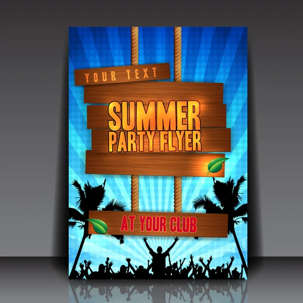 Diseño azul del folleto de la fiesta de verano — Archivo Imágenes Vectoriales