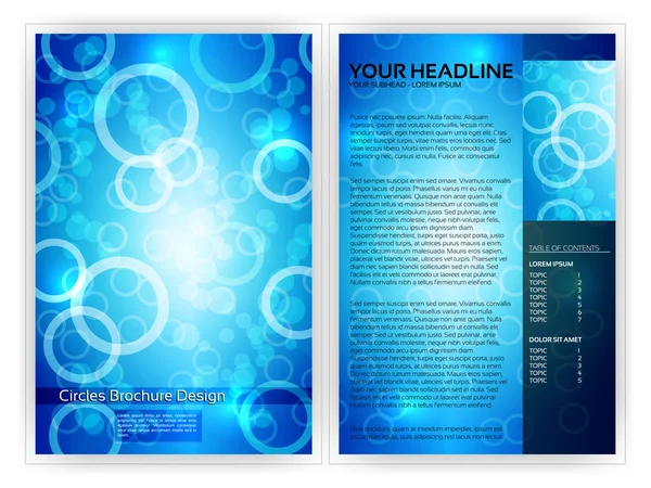 Blå cirklar broschyr mall — Stock vektor