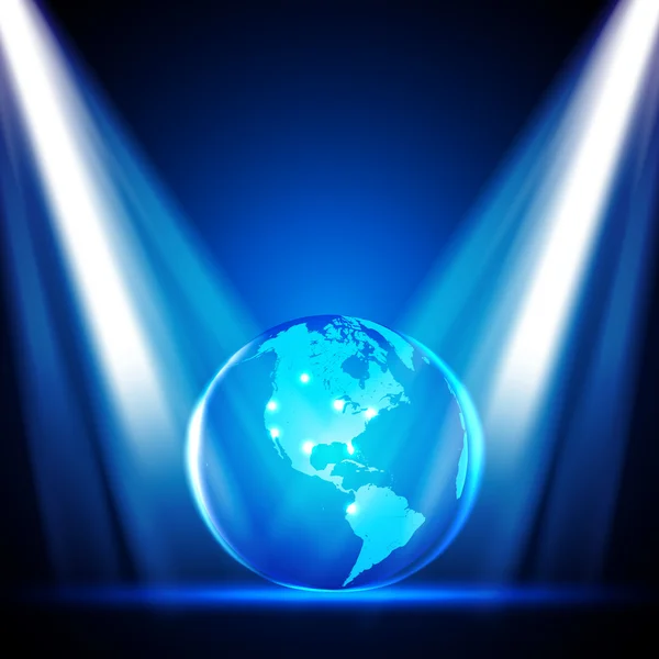 Luces de escenario con Globe — Vector de stock