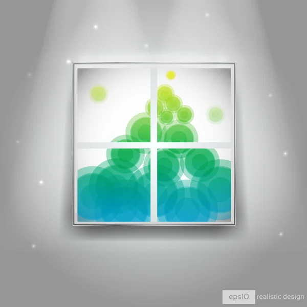 Kleurrijke venster op de muur — Stockvector